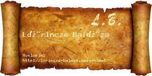 Lőrincze Balázs névjegykártya